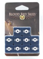 Blood Red Skies 773413001 US Dice Set of 10 Warlord Games Blue  White d6s