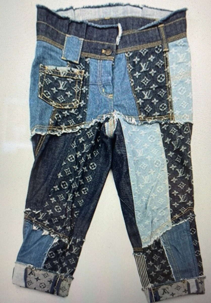 Louis Vuitton Made to Order Patchworked Portrait Denim Pants