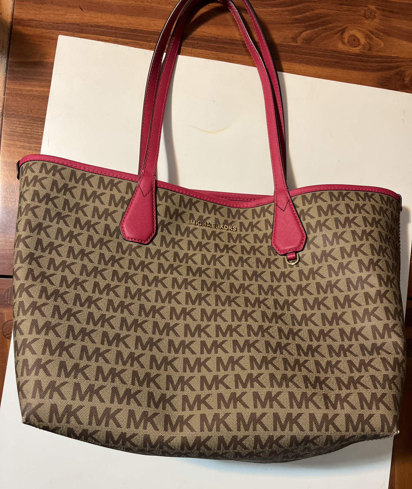 Michael Kors Large logo Reversible Tote - Brown pink | eBay