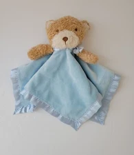 Kidgets Blue Bear Rattle Baby Lovey Security Blanket Family Dollar Satin Trim