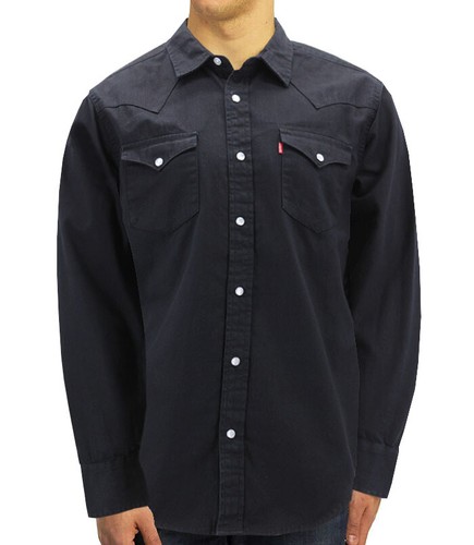 Levi's Mens Barstow Classic Western Denim Pearl Snap Button Casual Dress Shirt - Picture 6 of 7