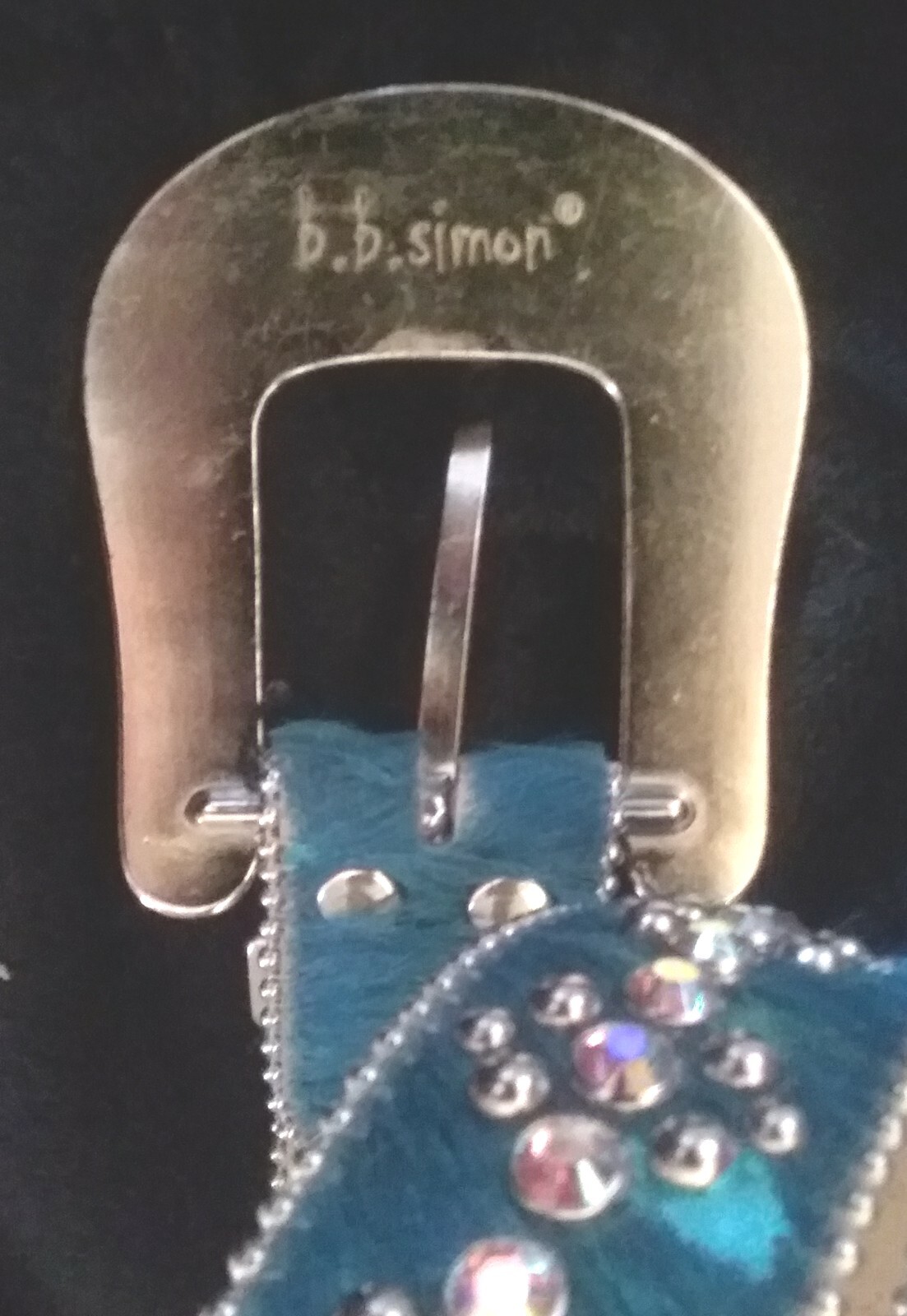 b.b Simon Belt Blue Pony Swarovski Rhinestone Bling Rockn Roll studs XL unisex image 9