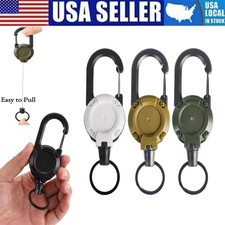Heavy Duty Keychain Retractable Carabiner Car Key Chain with Badge Holder US