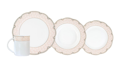 #ad #ad Imperial quot;Sandraquot; Blush Pink Gold Porcelain Dinner Set w Mugs for 4 person $99.90