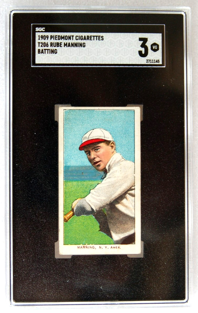 1909 Piedmont Cigarettes T206 Rube Manning SGC 3 Batting!