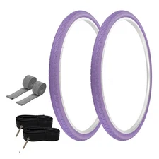 PRO+ TIRES 700 x 40 Purple P-1134 W/TUBES & RIM STRIPS 60mm Presta Valve