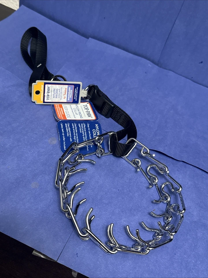 Top Paw Nylon 3.3 mm Prong Collar With Safety Back-Up Clip 24 Inch Adjustable - Image 4 of 4