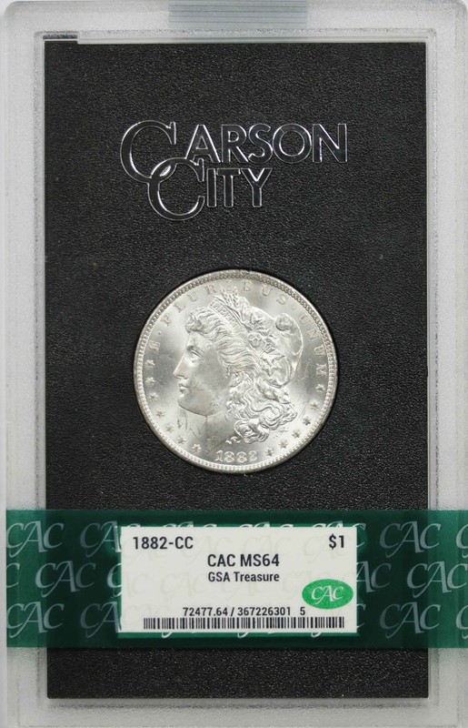 1882-CC $1 CACG/GSA Hoard MS 64 Morgan Silver Dollar W/ Box + COA