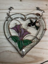 Stained Glass 3D Dimensional Hummingbird Floral Beveled Glass Wall Hanging Panel