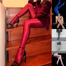 80D Oily Shiny Glossy Elastic Stockings Autumn Shimmering Silk Pantyhose Tights