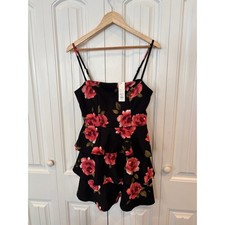 Mi Ami Black Floral Ruffle Mini Dress Size Medium