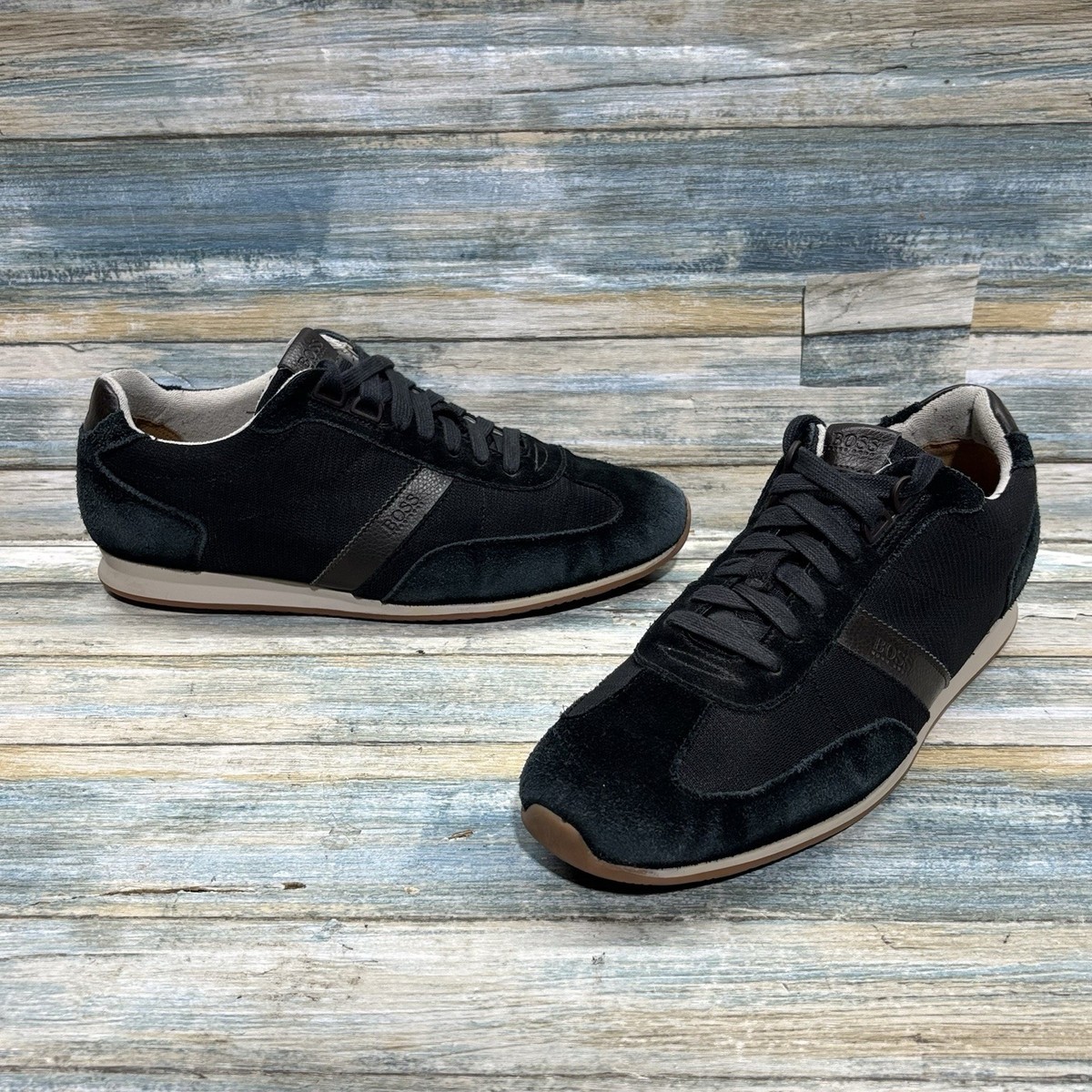 Hugo Boss Orlando Mens Black Suede Low Cut Trainers Size 43  display picture 2