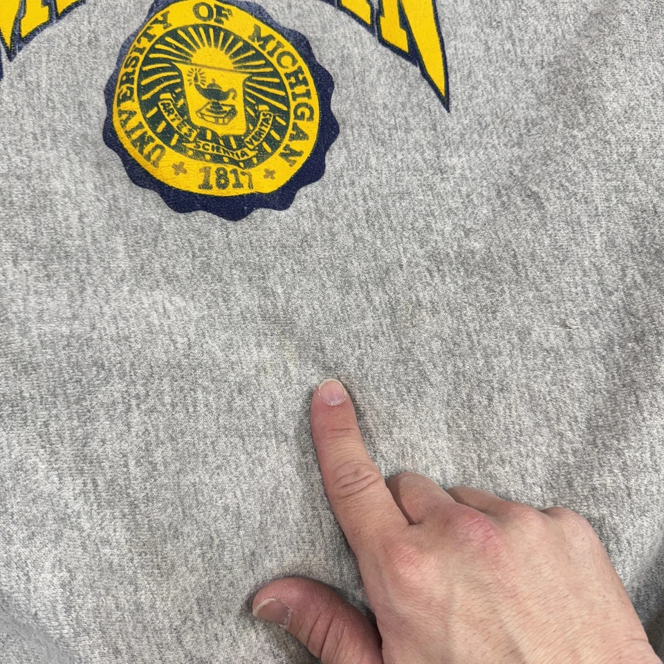 Vintage Michigan Wolverines Sweater Mens XL Gray NCAA College Basketball 90s - Image 4 of 4