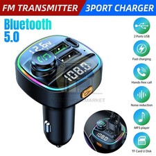 Car Bluetooth FM Transmitter Radio MP3 Wireless Adapter Hands-Free 3Port Charger