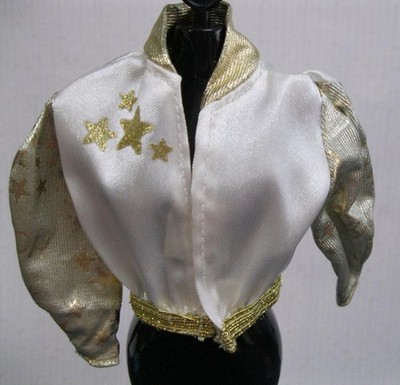 MINT Vintage 1992 Barbie Doll Hollywood HAIR CLOTHES-White/Gold star JACKET 2308