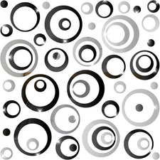 72 Pcs Acrylic Mirror Circle Wall Stickers, Round Self Adhesive Black+silver 