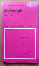 OS 1:50000 Second Series map Sheet 101 Scarborough (incl Flamborough) Publ.1976.