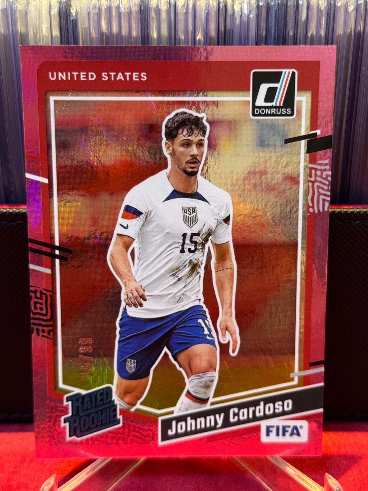 2023-24 Panini Donruss Johnny Cardoso Pink Cubic # 15/99 #180 Rated Rookie 2024