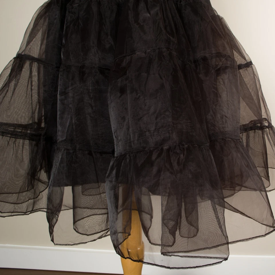 💖 Tutú Gótico Organza Tafetán Falda Negra XL Enagua Fiesta Club Crinolina Y2k Foto 4 de 4