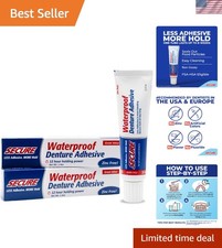 Denture Adhesive Cream, Zinc Free Denture Glue, 1.4 oz, 2 Pack | Waterproof S...