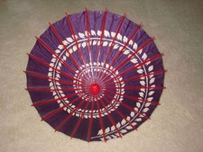 Vintage Japanese Parasol Sunshade Wood Doll Handle Original Label