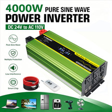 4000W 24V DC to 110V AC Pure Sine Wave Power Inverter with LCD Display  Remote