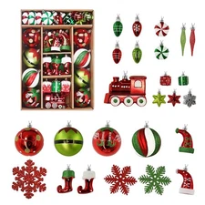75pcs Christmas Balls Ornaments Set, Elf Boots Theme Shatterproof Plastic Dec...