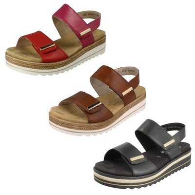 Damen Remonte Sandalen verstellbare Riemen Wechselfußbett Keilabsatz ''D0RQ59''