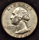 AU 1964-P Washington Quarter 25¢ Last Year 90% Silver (H)