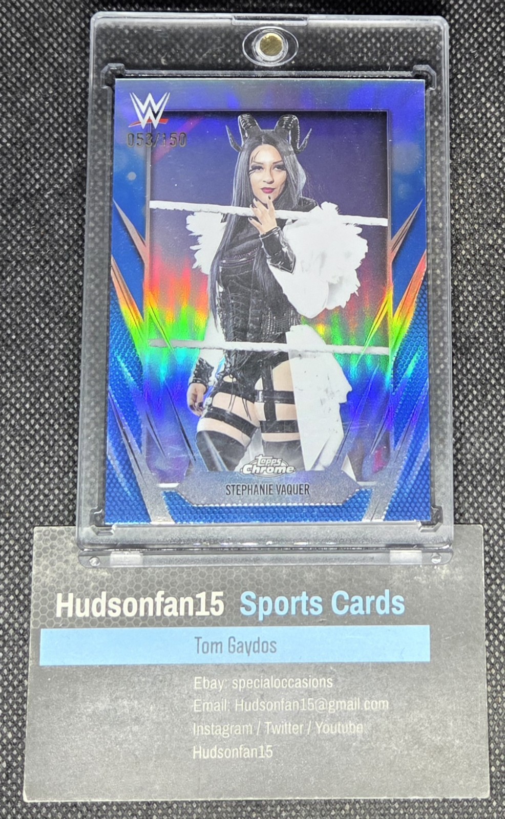 Stephanie Vaquer 2026 Topps Chrome WWE #74 Blue Refractor 53/150 Raw