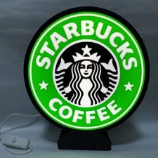 Starbucks Coffee Logo Light Box 3D Printed USB LED Lamp Neon Sign with Stand 7in