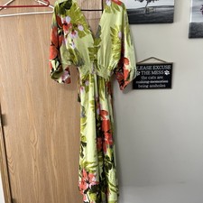 Anthropologie Boemo Women's Maxi Dress Tiered, Floral, Green, Large Boho EUC