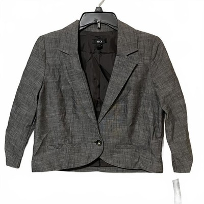 BCX Brown Single-Button Cropped Blazer Junior's Medium Women's Small-New