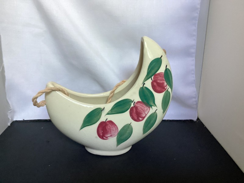 VTG Blue Ridge Porcelain Hand Painted Crescent Shaped Planter w/Cherries 1960s