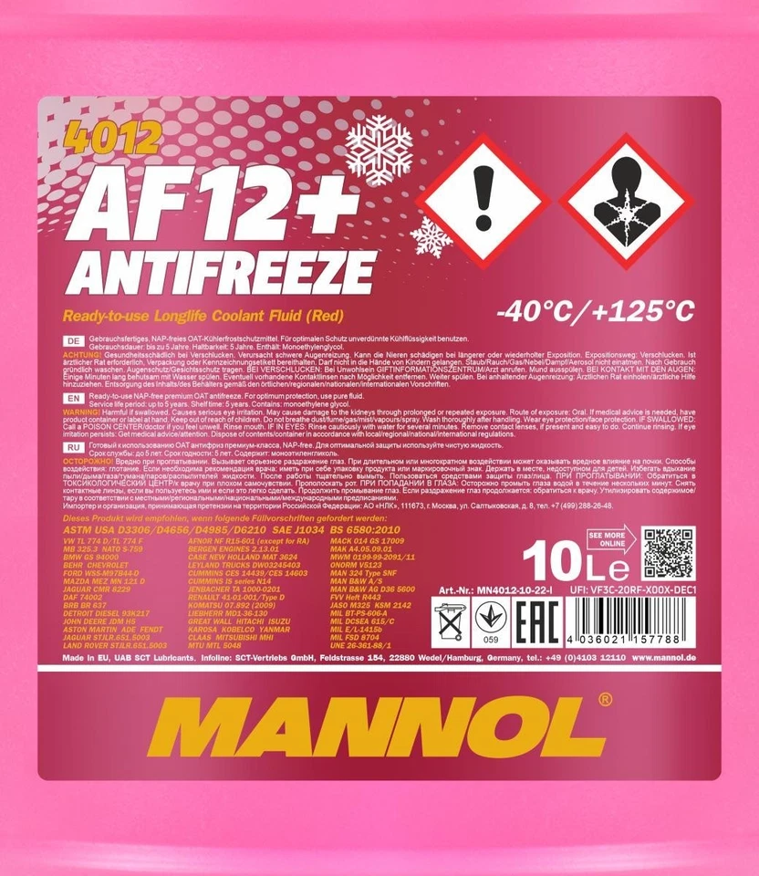 MANNOL Antigel Liquide de refroidissement MN4012-10 10L Jerrycan - Photo 4/4