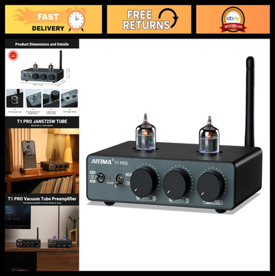 High-Quality Tube Preamp with Bluetooth, RCA, AUX & Bass Treble Control for HiFi