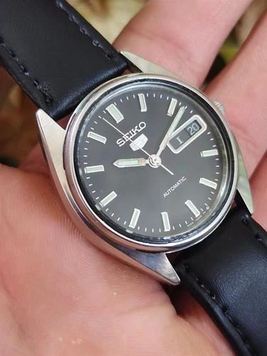 RARE Authentic Vintage Seiko 5 Automatic Black Dial Japan 6309-6240 Men's Watch