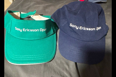 Lot of 2 Sony Ericsson Open Tennis Hats FILA Adjustable Cap Visor