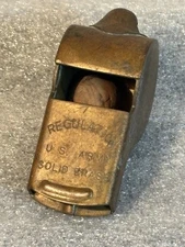 Vintage U. S. Army Regulation Solid Brass Whistle with Cork Ball
