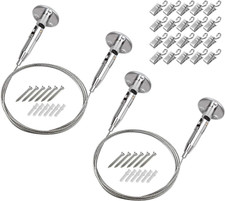 2 Pack 6.5ft Stainless Steel Suspension Hanger Cable, Wire with 20 Clips for Han