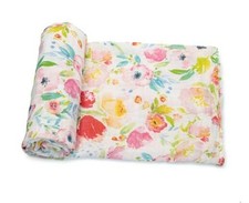 Baby Swaddle Blanket - 100 Muslin Cotton Unisex Soft Watercolor Floral