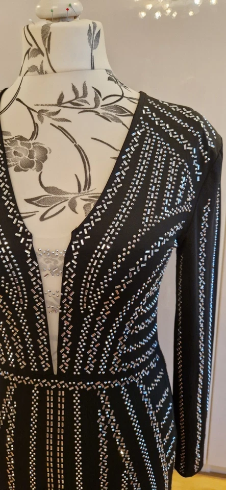 Abendkleid mit Glitzer schwarz Gr. 42 - Bild 2 von 4