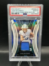 Ladd McConkey 2024 Panini Select RC Draft Selections Mem White Prizm #/75 PSA 10