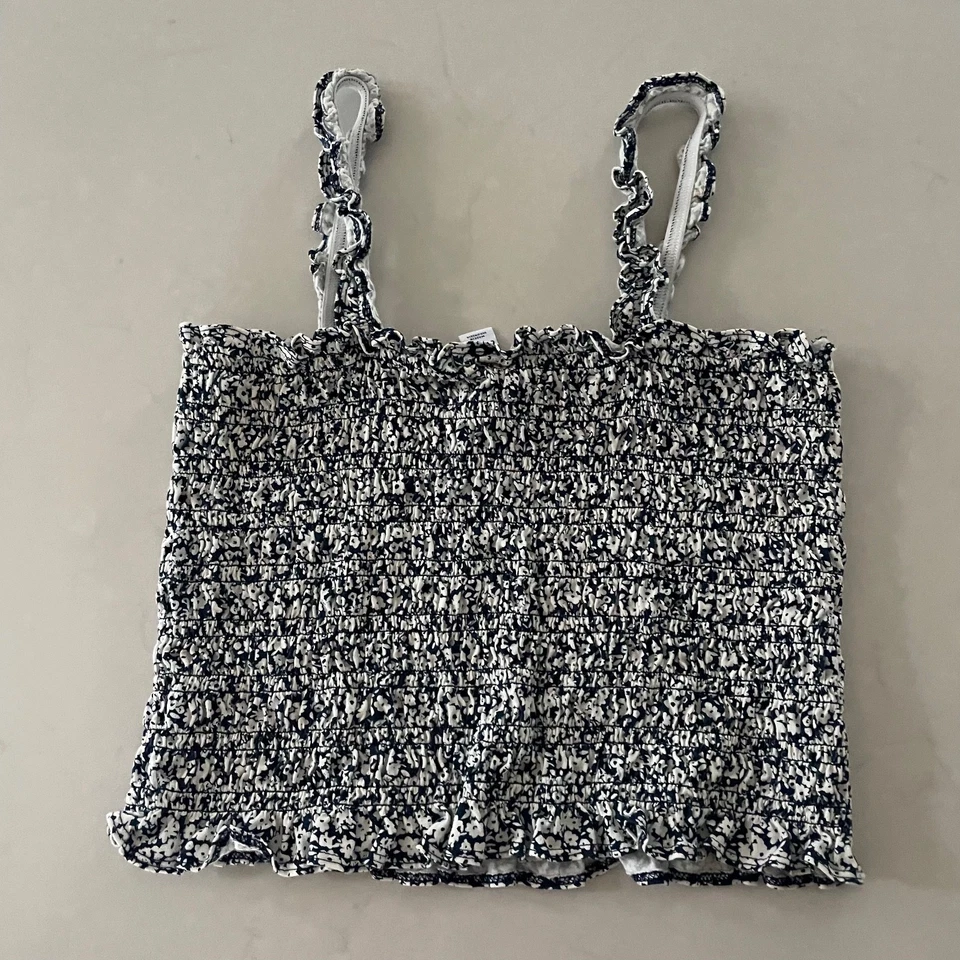 Blusa elástica de verano floral sin mangas con volantes LRG sin mangas sin mangas sin mangas sin mangas Foto 4 de 4