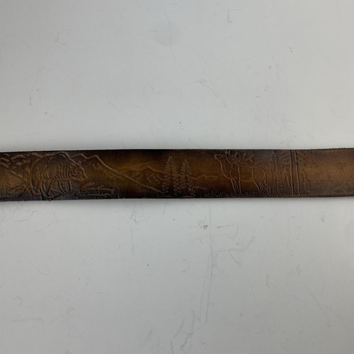 Vintage handbesetzter Bär Elch Ledergürtel I LIKE COUNTRY MUSIC Schnalle Monogramm WILL - Bild 4 von 14