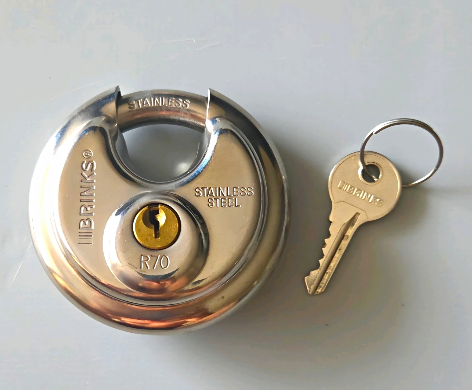BRINKS Lock Stainless Steel Hidden Shackle Disc RoadPro Brass Padlock Lot of 2