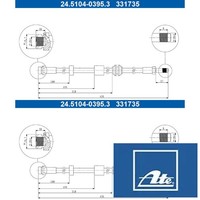 2X Bremsschlauch ATE 24.5104-0395.3 2 BremsschläUche Rechts Links Vorne
