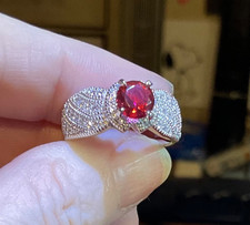 2CT Treated Ruby Topaz Pav  Ring 925 Sterling Silver Sz 8 NEW Luxury FREE BOX  