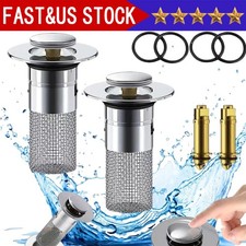 2-Pack Sink Stopper Hair Catcher Bathroom Pop Up Sink Drain Strainer Filter Plug