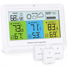 Weather Station Wireless Indoor Outdoor with 3 Sensors, Home Weather Stations Di